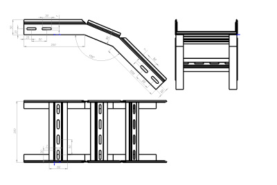 Угол внешний (спуск) лестничный замковый НЛЗС  45 Лидер чертеж