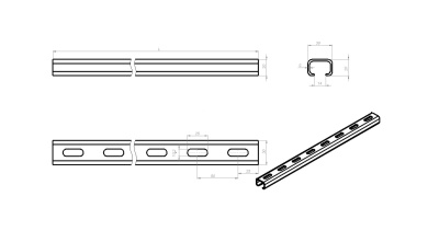 Профиль перфорированный С-образный (перфорация овал RapidRail) ПЛ-С (о) Лидер чертеж