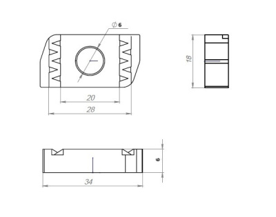 Гайка канальная для STRUT профилей чертеж ГКМ6