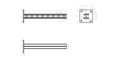 Консоль вертикальная двойная Strut 41х21 КВС2 Лидер чертеж