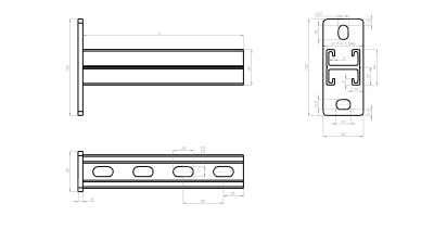 Кронштейн двойной настенный Strut 41х21 НКС2 Лидер чертеж