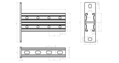Кроштейн двойной настенный Strut 41х41 НКУС2 Лидер чертеж