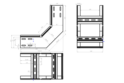 Угол внутренний (подъем) лестничный замковый НЛЗП 90 Лидер чертеж