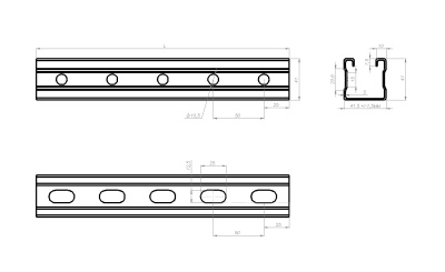 Страт (strut) профиль СП 41х41 чертеж Лидер NEW