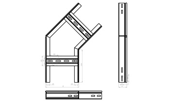 Угол горизонтальный лестничный замковый 45° НЛЗУ Лидер чертеж