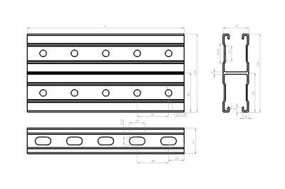 СТРАТ профиль двойной СП 41х62 Лидер чертеж