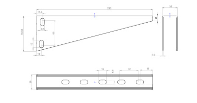 Консоль подвеса лотка КПЛ200 Лидер чертеж