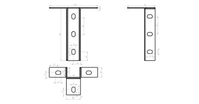 Унитарный кронштейн потолочный для стоек УКПЛ Лидер чертеж