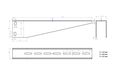 Консоль подвеса лотка КПЛ5-300 для профиля ПСМ чертеж