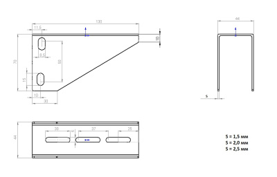 Консоль подвеса лотка КПЛ5-100 для профиля ПСМ чертеж