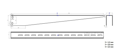 Консоль подвеса лотка КПЛ5-600 для профиля ПСМ чертеж