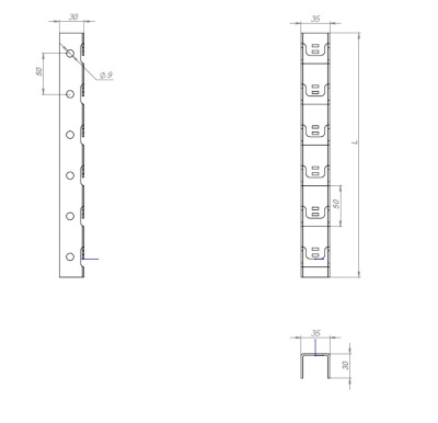 Универсальная стойка к сетке безвинтовая СПТБ Лидер чертеж