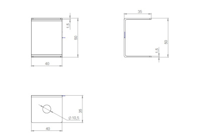 Кронштейн потолочный С-образный КППЛС чертеж