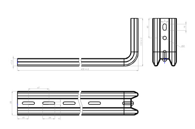 Кронштейн настенный ОМЕГА ОП-L 400 Лидер чертеж