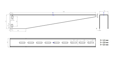 Консоль подвеса лотка КПЛ5-400 для профиля ПСМ чертеж