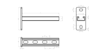 Кронштейн настенный Strut 41х21 НКС1 Лидер чертеж