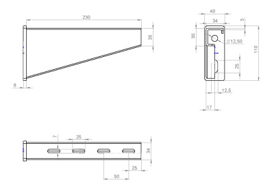 Кронштейн настенный для сверхвысоких нагрузок КНсвн200 чертеж